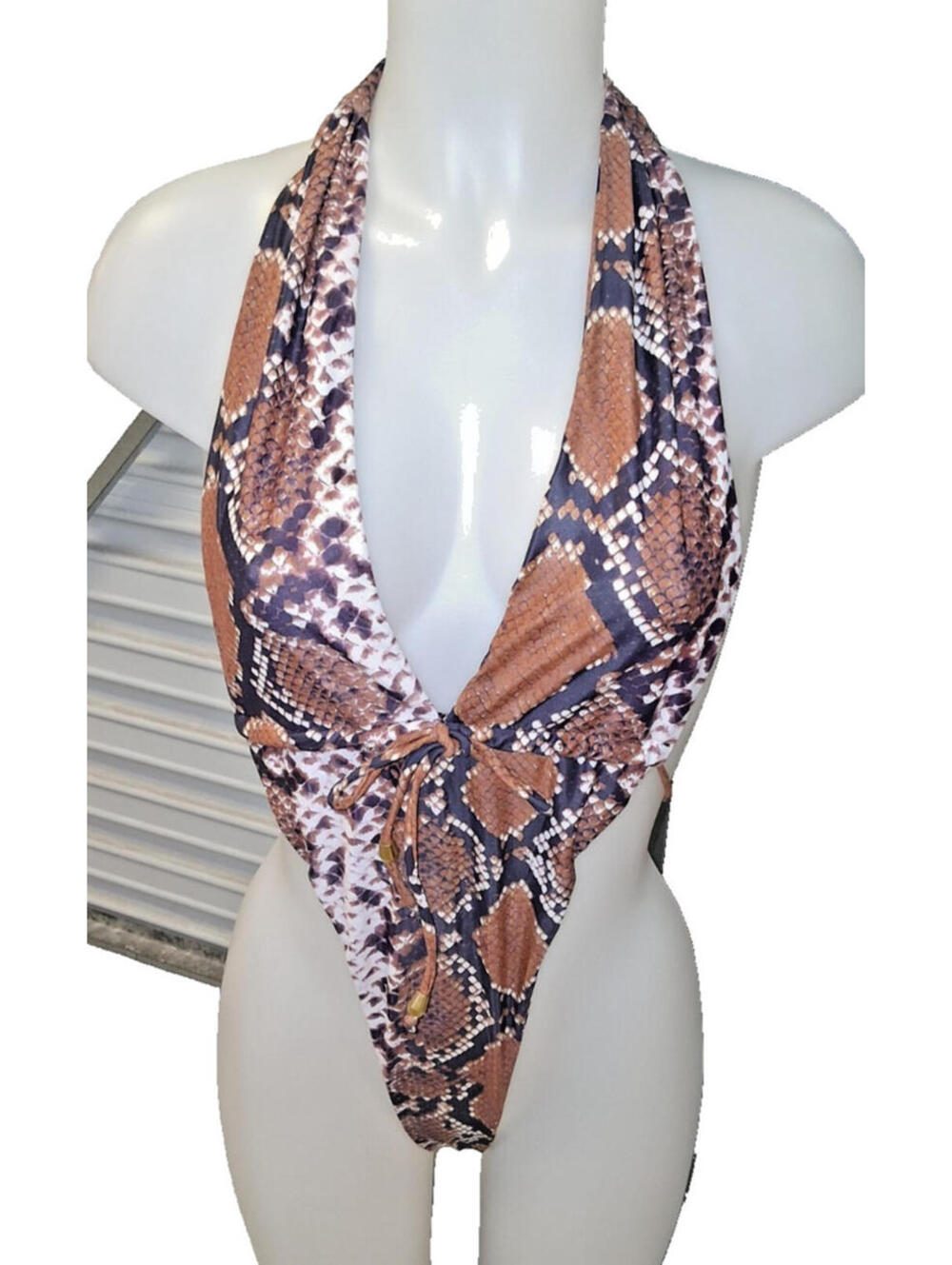 MATTE COLLECTION Women's Size S Brown Snake Print One Piece Swimsuit NEW!